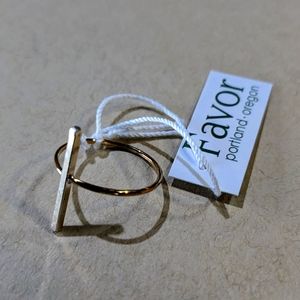NWT Favor Jewelry Sterling Silver and Gold Fill Bar Ring Size 7